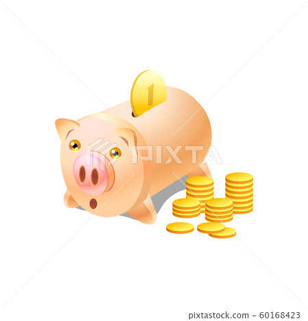 pig and coin. financial deposit concept. Vector pig and coin. financial deposit concept. Vector 60168423