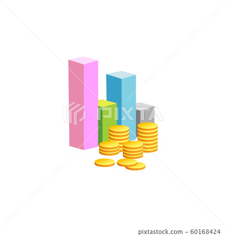 chart and coin. Vector Illustration Isolated on chart and coin. Vector Illustration Isolated on 60168424