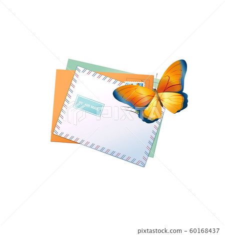 mail envelope and butterfly . Vector Illustration mail envelope and butterfly . Vector Illustration 60168437