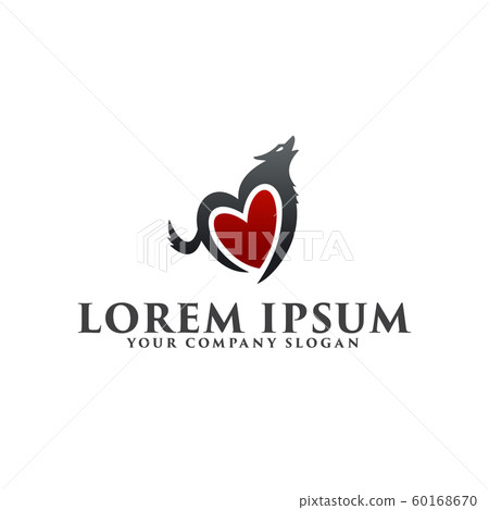 love wolf logo design concept template 60168670