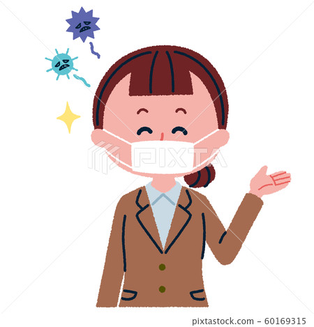 預防病毒的女員工的插圖 60169315