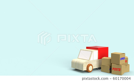 The postal boxes and wood van truck 3d rendering for delivery content. The postal boxes and wood van truck 3d rendering for delivery content. 60170004
