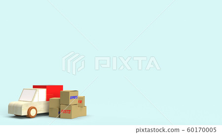 The postal boxes and wood van truck 3d rendering for delivery content. The postal boxes and wood van truck 3d rendering for delivery content. 60170005