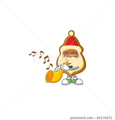 Super cool christmas hat cookies cartoon character performance with trumpet Super cool christmas hat cookies cartoon character performance with trumpet 60170872