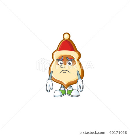 Christmas hat cookies Cartoon character showing afraid look face Christmas hat cookies Cartoon character showing afraid look face 60171038