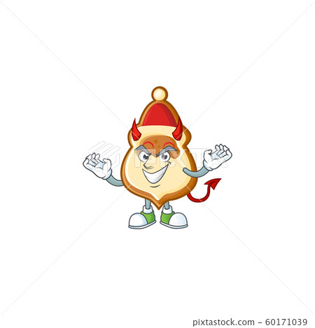 mascot cartoon of christmas hat cookies on a Devil gesture design 60171039