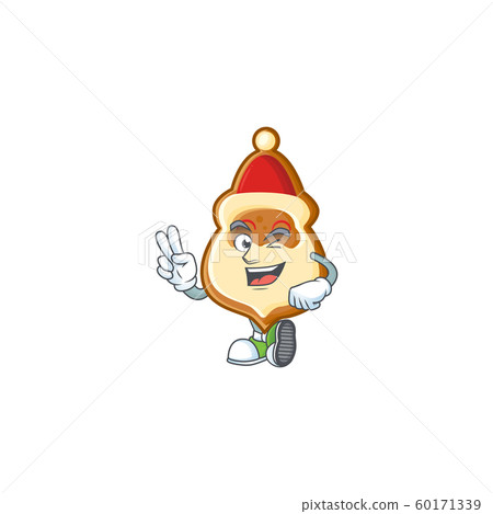 Christmas hat cookies Character cartoon style with two fingers 60171339