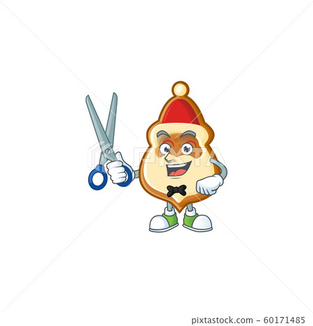 Happy Barber christmas hat cookies mascot cartoon character style 60171485