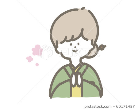  一個女孩穿著和服擺姿勢 60171487