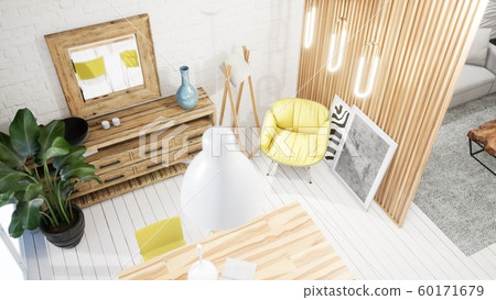 Modern design living room interior in Scandinavian style . 3D rendering Modern design living room interior in Scandinavian style . 3D rendering 60171679