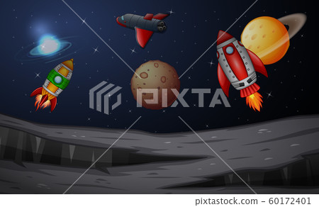 The spaceship flying in outer space 60172401