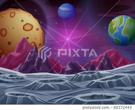 Outer space scene with many planets illustration Outer space scene with many planets illustration 60172443