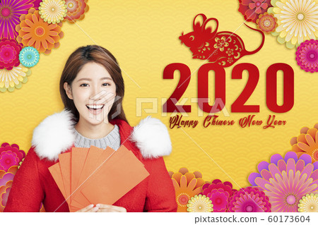 asian young woman  celebrating for chinese new 60173604