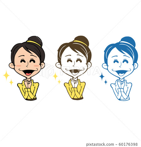 Smiling woman: 3 color variations set 60176398