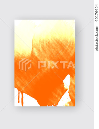 Orange ink brush stroke on white background. 60176604