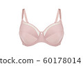 Beautiful pink bra. Lace bra, isolated on white background. 60178014