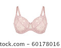 Beautiful pink bra. Lace bra, isolated on white background. 60178016
