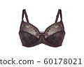 Beautiful brown bra. Lace bra, isolated on white background. 60178021