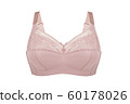 Beautiful pink bra. Lace bra, isolated on white background. 60178026