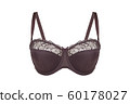Beautiful brown bra. Lace bra, isolated on white background. 60178027