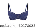 Beautiful blue bra. Lace bra, isolated on white background. 60178028