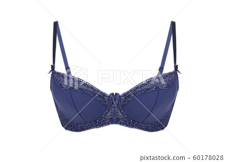 Beautiful blue bra. Lace bra, isolated on white background. 60178028