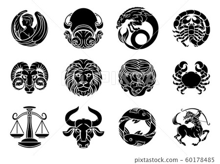 Zodiac horoscope astrology star signs symbols set 60178485