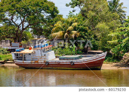 rusted abandoned boat, Maroantsetra, Madagascar 60179230