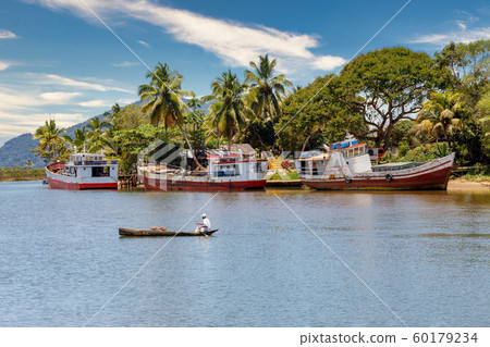 rusted abandoned boat, Maroantsetra, Madagascar 60179234