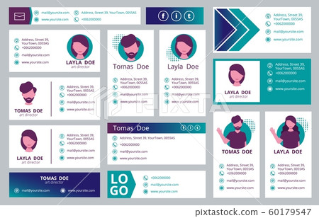 Email signature. Business template of ui signature with logo avatar and place for text vector pictures Email signature. Business template of ui signature with logo avatar and place for text vector pictures 60179547