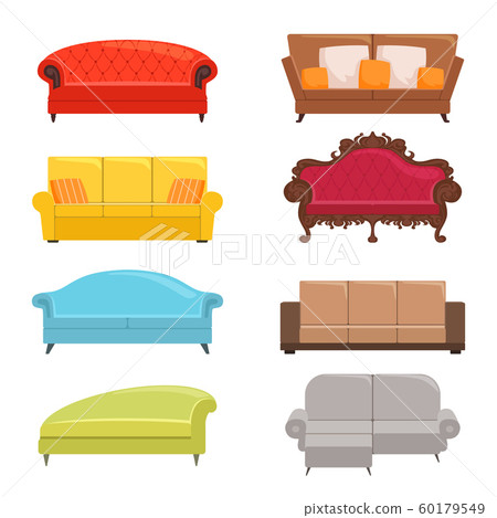 Sofa collection. Bed classic divan modern coach vector interior furniture 60179549