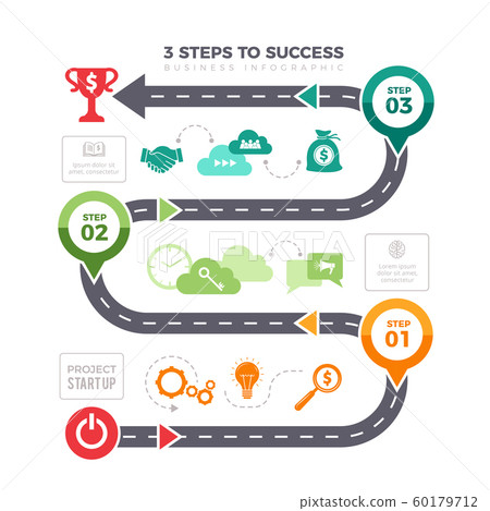 Successful steps infographic. Business graphs pyramid levels achievement mission vector infographic elements 60179712