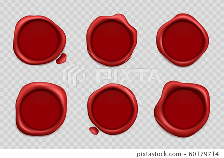Wax stamp. Sealing marks rubbers realistic wax vector stamp illustrations 60179714