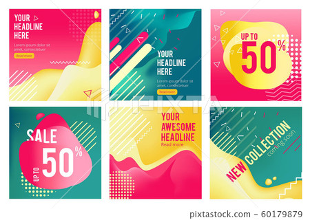 Offers banners. Prommotion square images for big sales social media offers layout vector templates 60179879