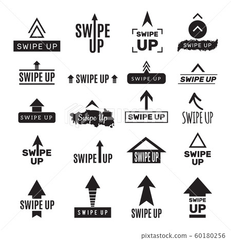 Swipe up template. App ui design for social media photo web service for bloggers vector black symbols 60180256
