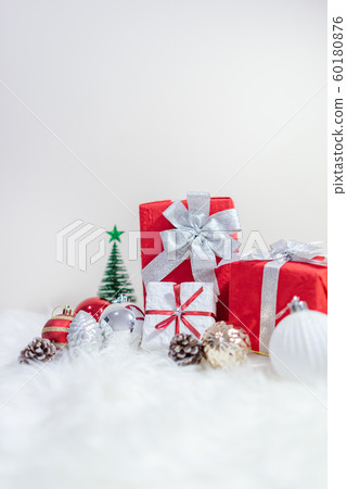 Christmas decoration on hairy carpet Christmas decoration on hairy carpet 60180876