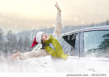 woman is relaxing and enjoying road trip woman is relaxing and enjoying road trip 60181943