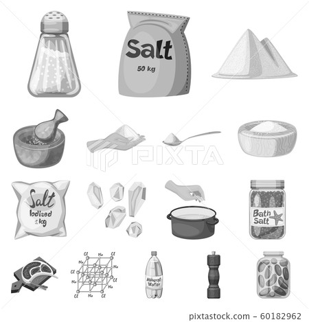 Vector design of salt and food logo. Set of salt and mineral stock symbol for web. 60182962