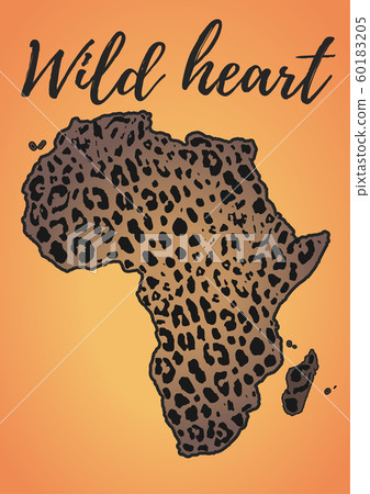africa, continent silhouette, leopard print fill. 60183205