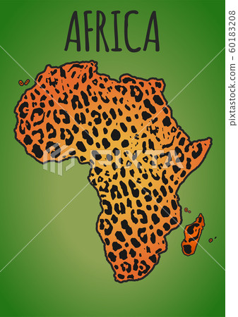 africa, continent silhouette, leopard print fill. 60183208