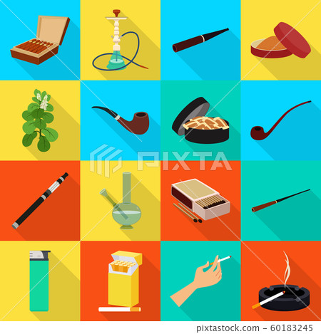 Vector design of smoke and statistics sign. Set of smoke and stop stock symbol for web. 60183245