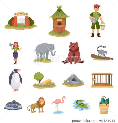 Vector design of zoo and park symbol. Set of zoo and animal stock vector illustration. 60183945