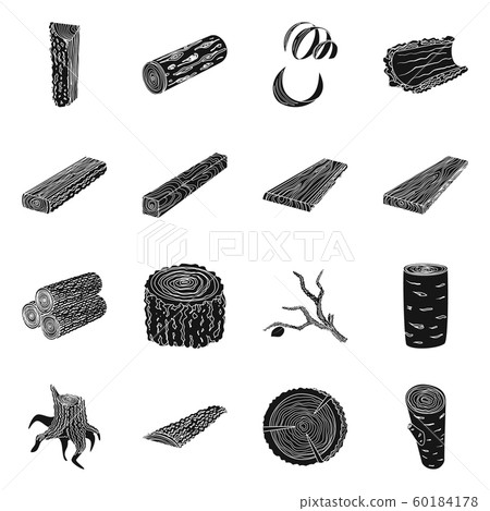 Isolated object of hardwood and construction icon. Set of hardwood and wood stock symbol for web. Isolated object of hardwood and construction icon. Set of hardwood and wood stock symbol for web. 60184178