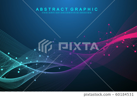 Abstract dynamic motion lines and dots background with colorful particles. Digital streaming background, wave flow. Plexus stream background. Big Data technology, vector illustration Abstract dynamic motion lines and dots background with colorful particles. Digital streaming background, wave flow. Plexus stream background. Big Data technology, vector illustration 60184531