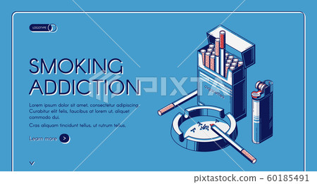 Smoking activity landing banner cigarettes package 60185491