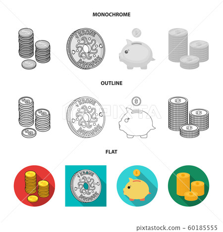 Vector illustration of coin and treasure sign. Collection of coin and money vector icon for stock. Vector illustration of coin and treasure sign. Collection of coin and money vector icon for stock. 60185555