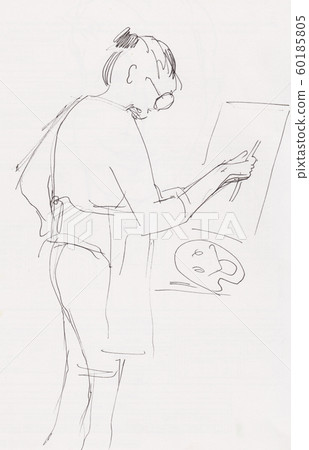 instant sketch, artist working in studio 60185805