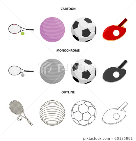 Vector illustration of ball and soccer symbol. Set of ball and basketball stock vector illustration. 60185991