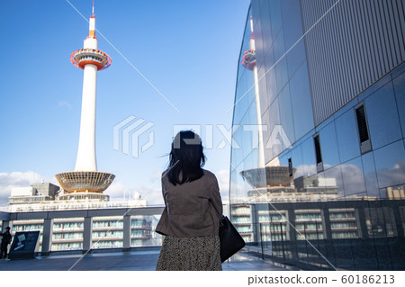 Young woman standing in Kyoto Station Young woman standing in Kyoto Station 60186213