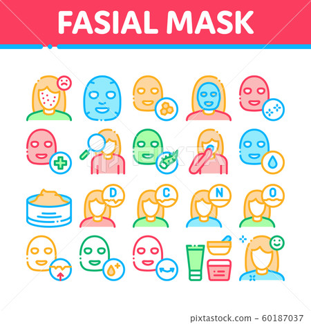 Facial Mask Healthcare Collection Icons Set Vector Facial Mask Healthcare Collection Icons Set Vector 60187037